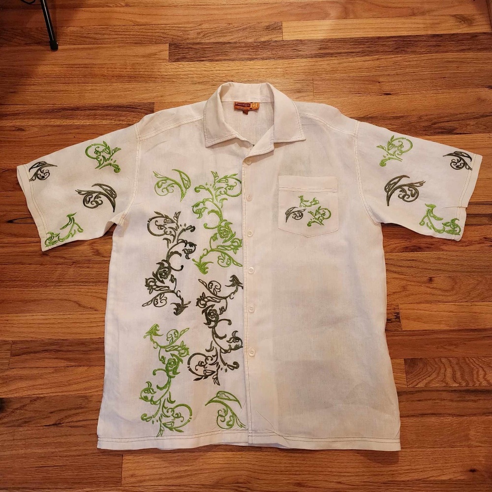 Royal Prestige Tropical Button Down Linen Shirt L